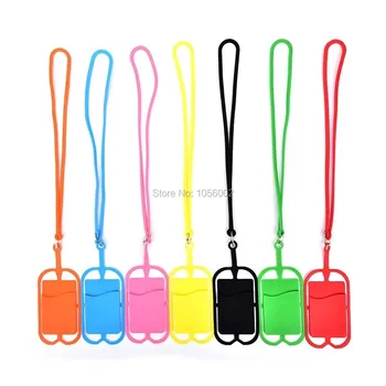 

500pcs Credit ID Card Bag Holder Silicone Lanyards Neck Strap Necklace Sling Card Holder Strap For iPhone X 8 Universal Mobile