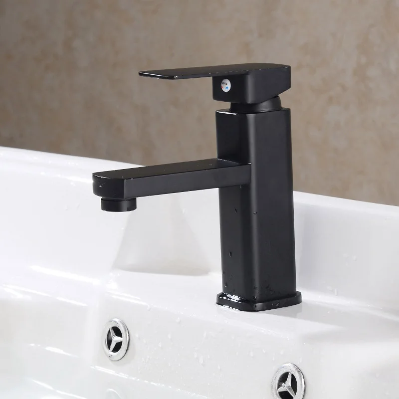 Ванная раковина кран черный раковина кран цинковый сплав квадратный одно отверстие горячей и холодной бассейна кран BDF99