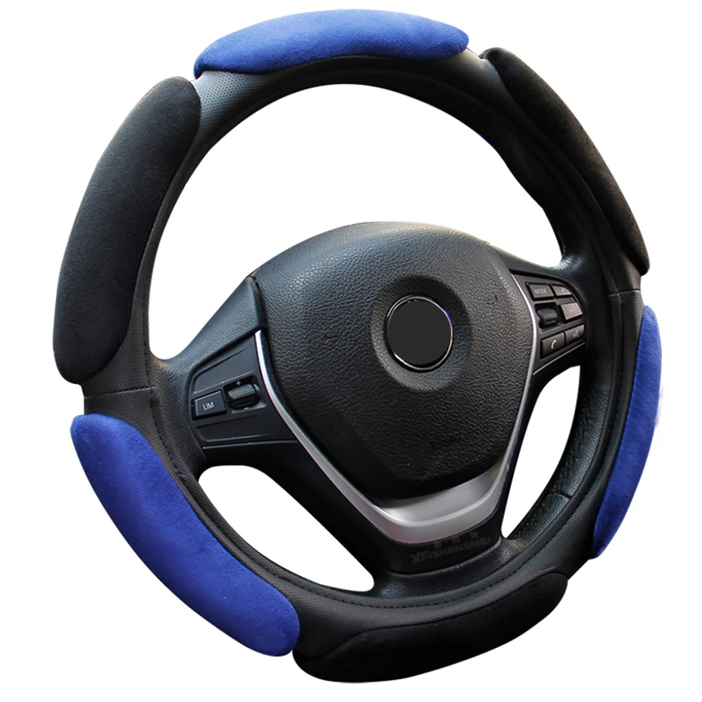 Нескользящая крышка рулевого колеса с 3D дизайном/Флокирование clothcar, рулевое колесо, оплетка диаметром 38 см для 95% автомобиля