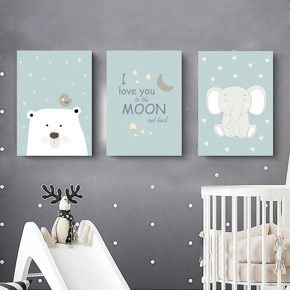 Nordic-Poster-Elephant-Moon-Canvas-Painting-Wall-Art-Baby-Poster-Nursery-Poster-Print-Wall-Pictures-For