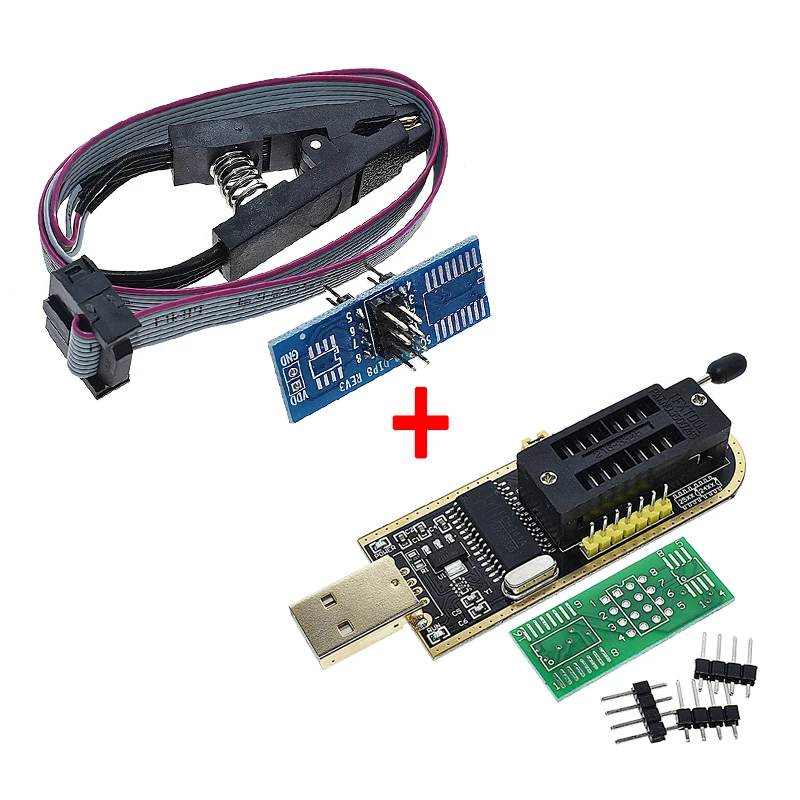 1set Официальный CH341A 24 25 серия EEPROM флэш-память биос USB программист модуль CH341 для SOIC8 SOP8 тестовый зажим для EEPROM 93CXX 25CXX 24CXX - Цвет: 1set