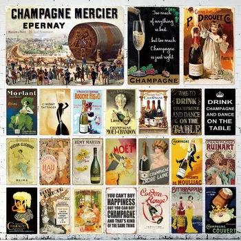 

Bar Sign Champagner Metall Beer Poster Plaque Metall Vintage Metall Zeichen Zinn Wand Decor for Man Cave Bar Pub Club Eisen Mal