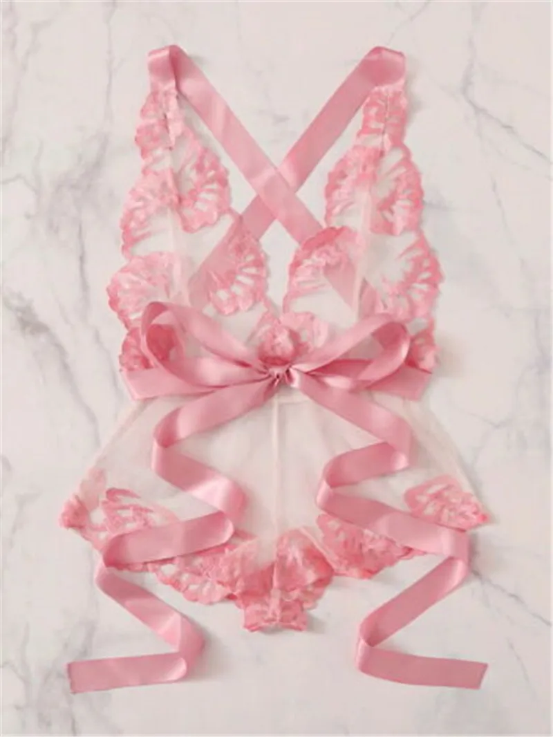Fashion Women Sexy Lingerie Sleepwear Satin Silk Babydoll Lace Nightwear Pajamas