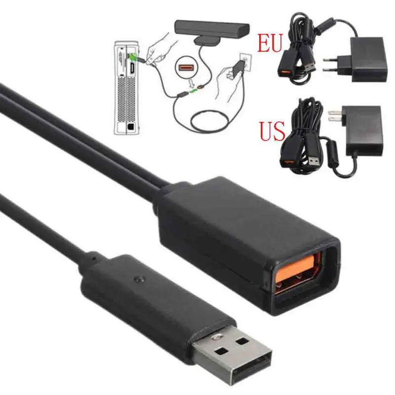 USB AC Шнур питания Проводной адаптер разъем usb зарядное устройство для XBOX360 Kinect кабель