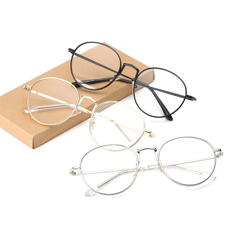 

SEEMFLY New retro glasses frame metal ultra light optical frame trend art small fresh flat mirror myopiaAnti blue rays Glasses