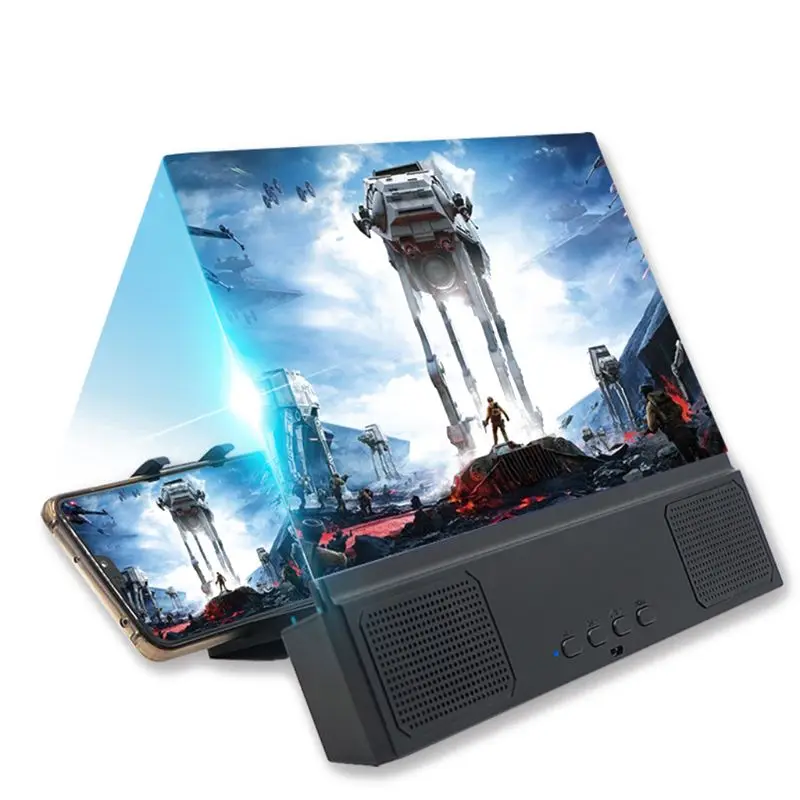 

OOTDTY 3D Hd Phone Screen Magnifier Cellphone Projection Bracket Magnifier with Speaker