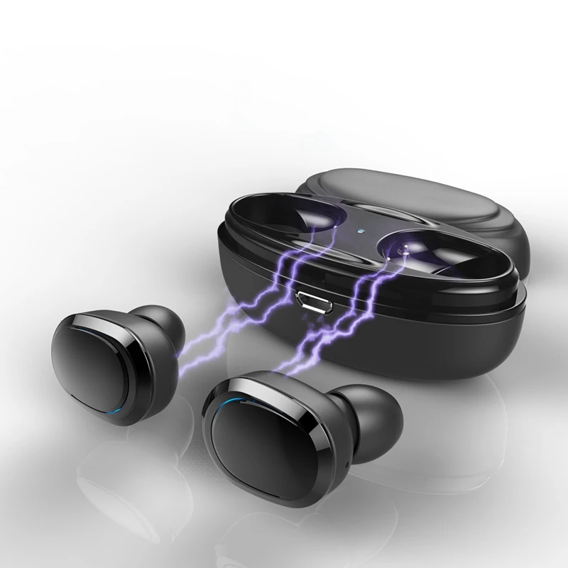 Black TWS 5,0 bluetooth наушники с двойным микрофоном зарядная коробка 4D Стерео шумоподавление истинная Беспроводная Спортивная гарнитура игровые вкладыши - Цвет: Black