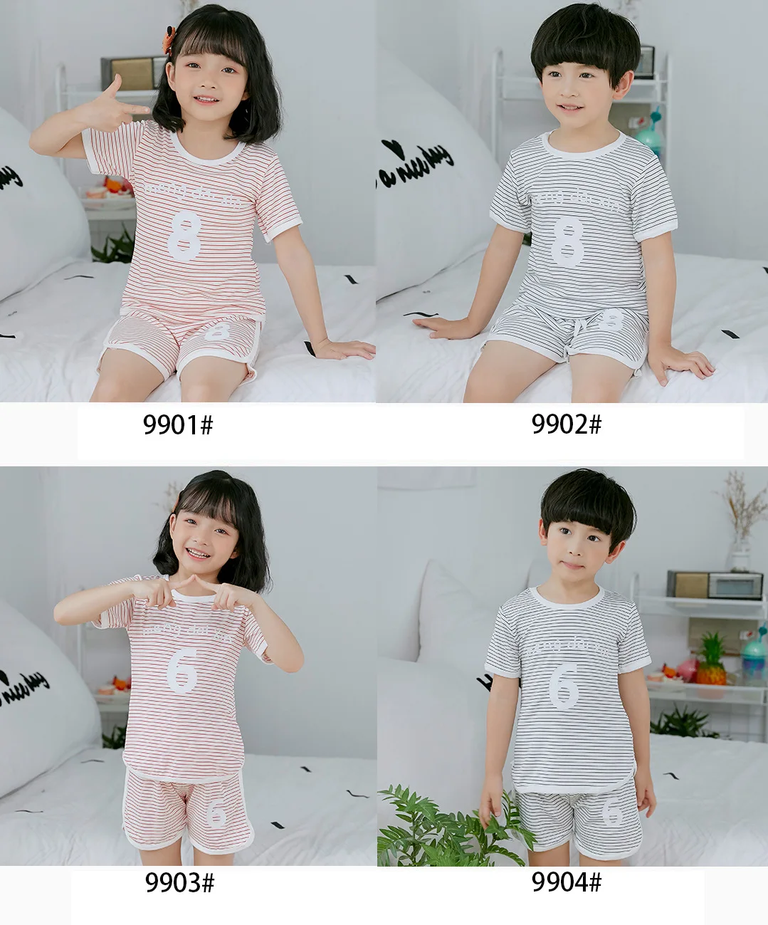 New Style CHILDREN'S Short-sleeved Clothes Qmilch Set Children 4-12 Code M A Series