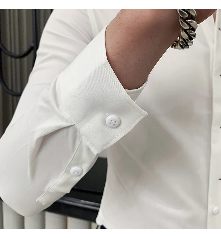 Мода Camisa Masculina Осенние новые мужские рубашки с длинными рукавами Высококачественная Однотонная рубашка-смокинг мужская рубашка в полоску 4XL