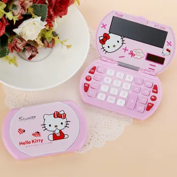 

Cute Kawaii Hello Kitty Function Portable Flip Solar Calculator Uniwise 12 Digital Display LCD Scientific Calculator
