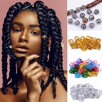 

100 Pcs/set Dreadlock Beads Rings Retro Alloy Viking Hollow Round Hair Braid Dread Tube for Hair Accessories Hole Size 4.5mm