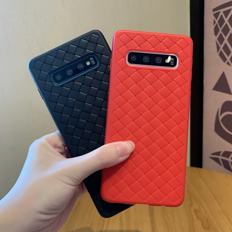 

For Samsung Galaxy S10 S10e Note 10 Plus A10 A20 A30 A40 A50 A60 A70 M10 M20 M30 M40 Weave Grid Soft Silicone Phone Cover Case