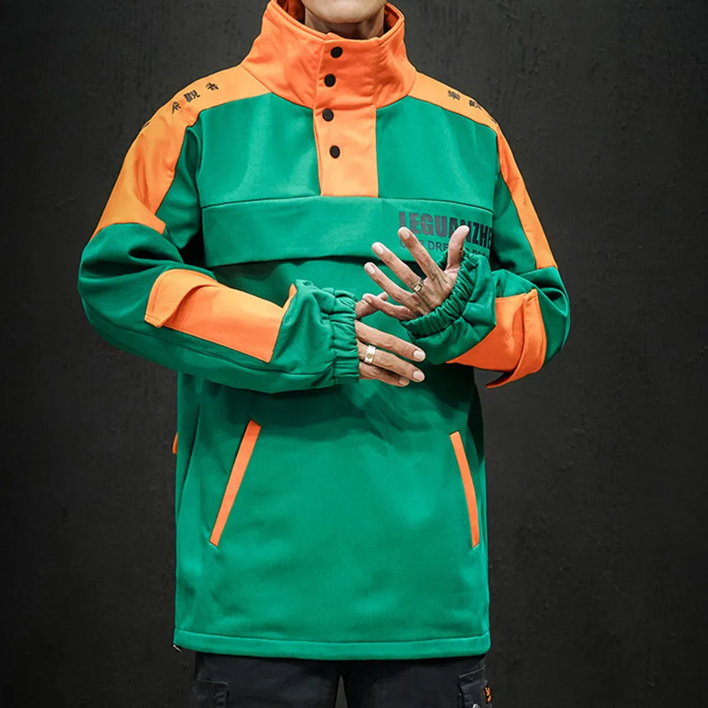 Мужской осенний Повседневный модный однотонный пуловер с капюшоном и карманом, спортивное пальто