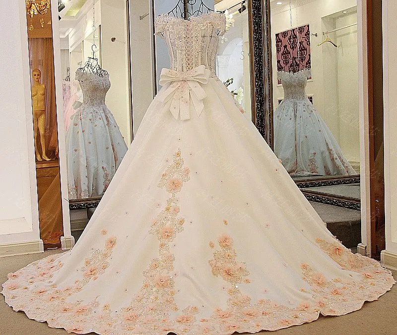 Vestido De Noiva, модное роскошное кружевное свадебное платье принцессы с длинным шлейфом, украшенное бусинами, с открытыми плечами