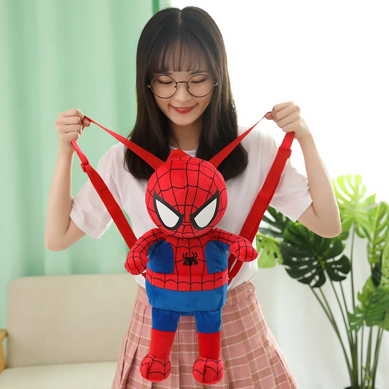 42cm cute cartoon plush toy Captain America Spider-Man Iron Man filled plush toy backpack bag high quality children birthday gif