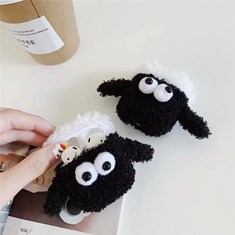 

For AirPod 2 Case 3D Bowknot Rabbit Goat Sheep Cartoon Soft Plush Earphone Cases For Apple Airpods Case Cute Cover Funda