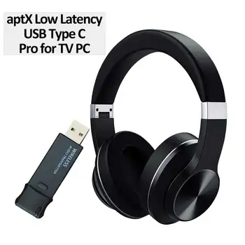 

APTX LL Headphone Bluetooth for TV Watching, USB Type C Earphone Wireless/Wired, Dual Devices Connection EQ Mode for xBox Gaming