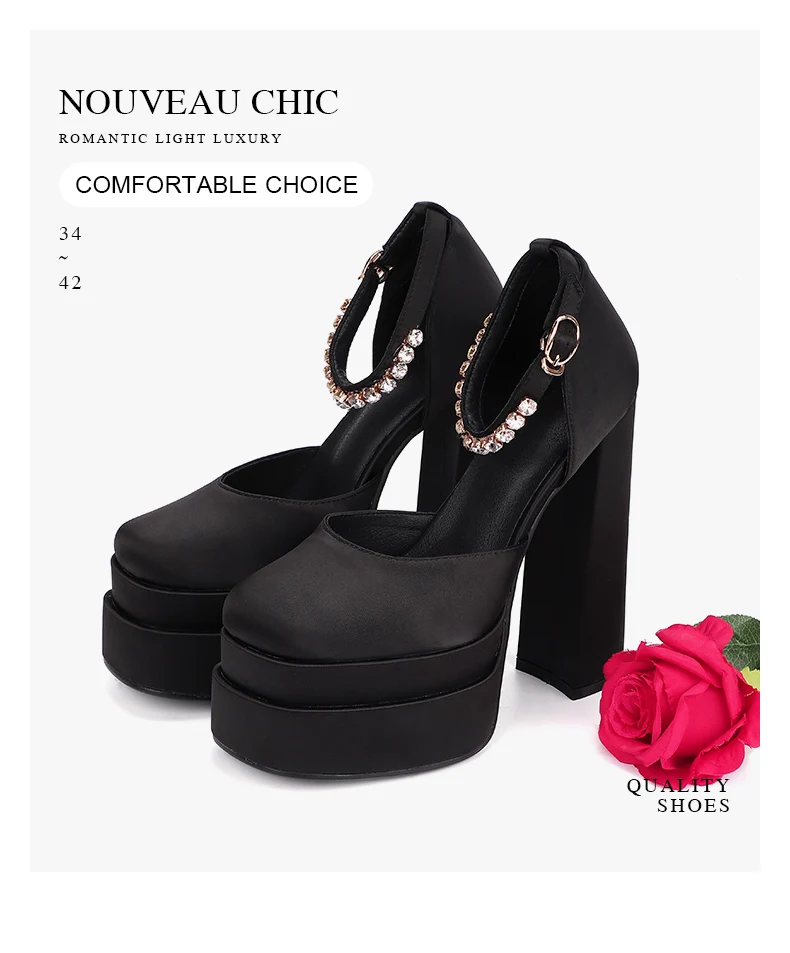 2021 New Ladies Sandals Summer Shoes Sexy Thick High Heels Thick Platform Buckle Crystal Dress Party Wedding Shoes Woman Pumps