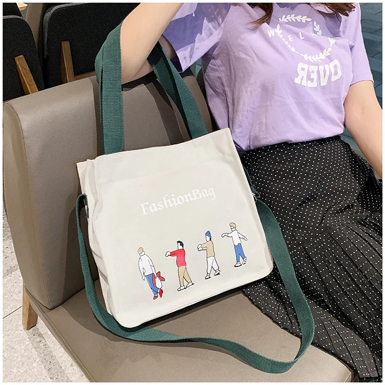 Крутая Холщовая Сумка с принтом, женская сумка на одно плечо, модная сумка через плечо, школьная сумка, тканевая сумка