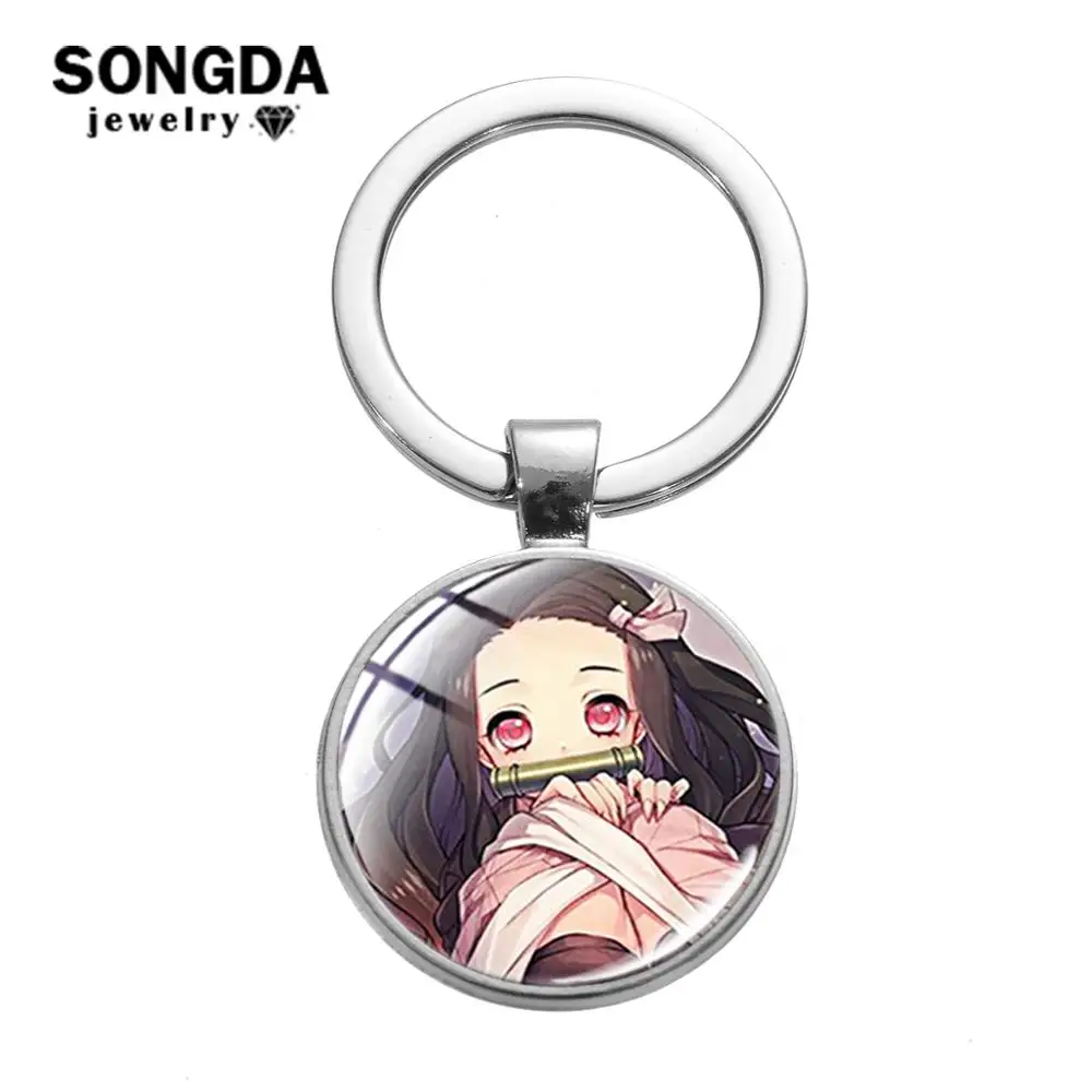 SONGDA демон убийца брелок Kamado Tanjirou Nezuko Agatsuma Zenitsu Hashibira Inosuke стеклянный купол