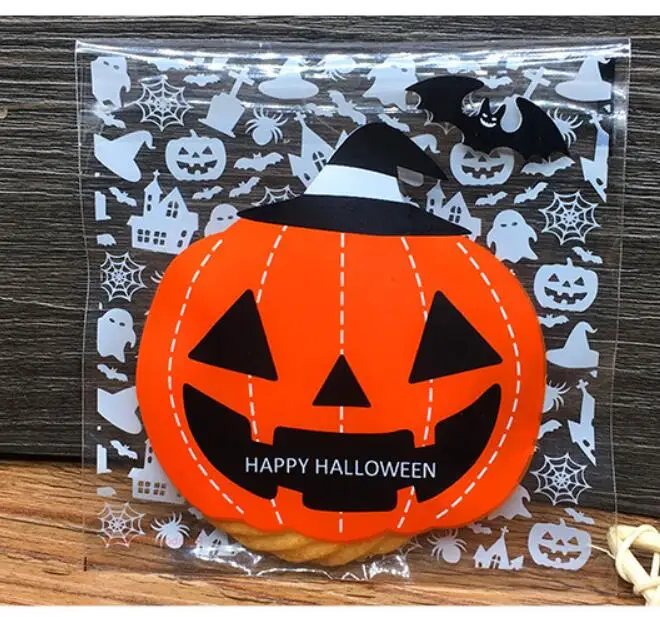 pumpkin 50 шт Хэллоуин милые конфеты, печенье десерт упаковка мешок Тыква призрак сумки пластиковые вечерние украшения сладкие маленькие подарки - Цвет: pumpkin