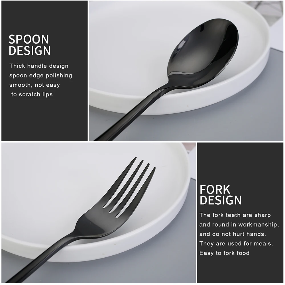 Cheap 24 PCS Dinnerware Set Black Gold Stainless Steel Flatware Sets Tableware Cutlery Spoon Set Party Supplies Kitchen Wood Gift Box