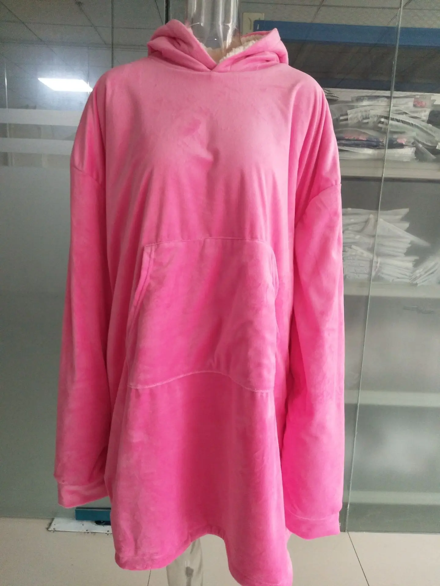 Pink Женская толстовка с капюшоном, большие размеры, толстовка с капюшоном, одеяло, шерпа, пальто, удобный пуловер, Рождество, Sudadera Mujer - Цвет: Pink