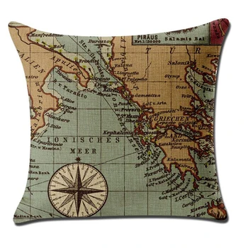

45x45cm Creative Vintage World Map Series Pillowcase Spandex Pillow Cushions Dustproof Waterproof Cover Home Textile Accessories