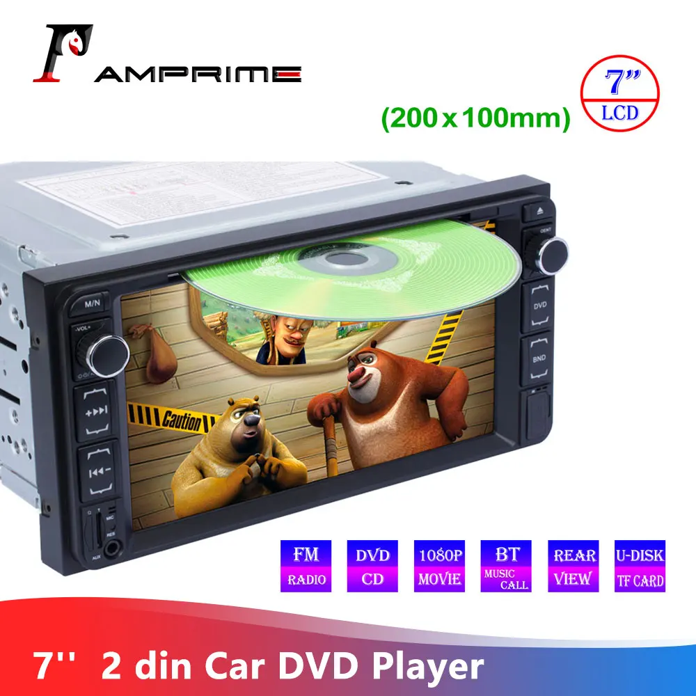 AMPrime 2 din Автомобильный dvd плеер 7 ''TFT LCD сенсорный экран Bluetooth DVD/CD/MP3/USB/SD/AUX