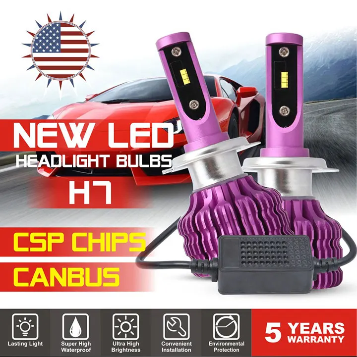 2pcs H4 led H1 H3 H7 H11 5202 H16 9005 HB3 9006 HB4 car light blub auto headlight 12v heaadlamp csp led h7 super bright 6000k