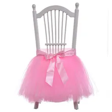 5 шт., 45*45 см, свадебное украшение для стульев, юбка для стула, Банкетный обеденный стул на день рождения, комплект, юбка-пачка с бантом, сетчатая юбка