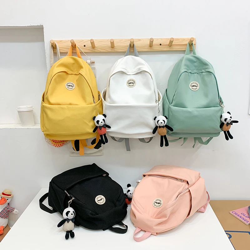 

Canvas bag female college student Korean version ins wind fashion Sen series hit color wild tide brand backpack