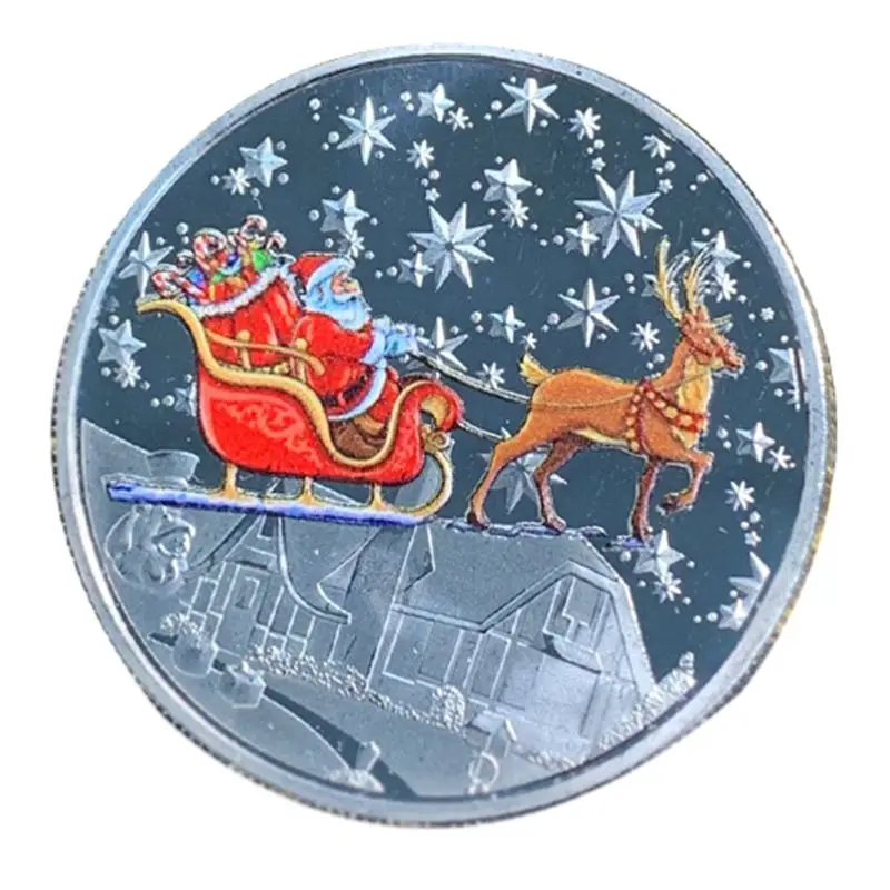 Цвет Рождество Санта Клаус памятная монета сувенир коллекционная - Color: Light Green