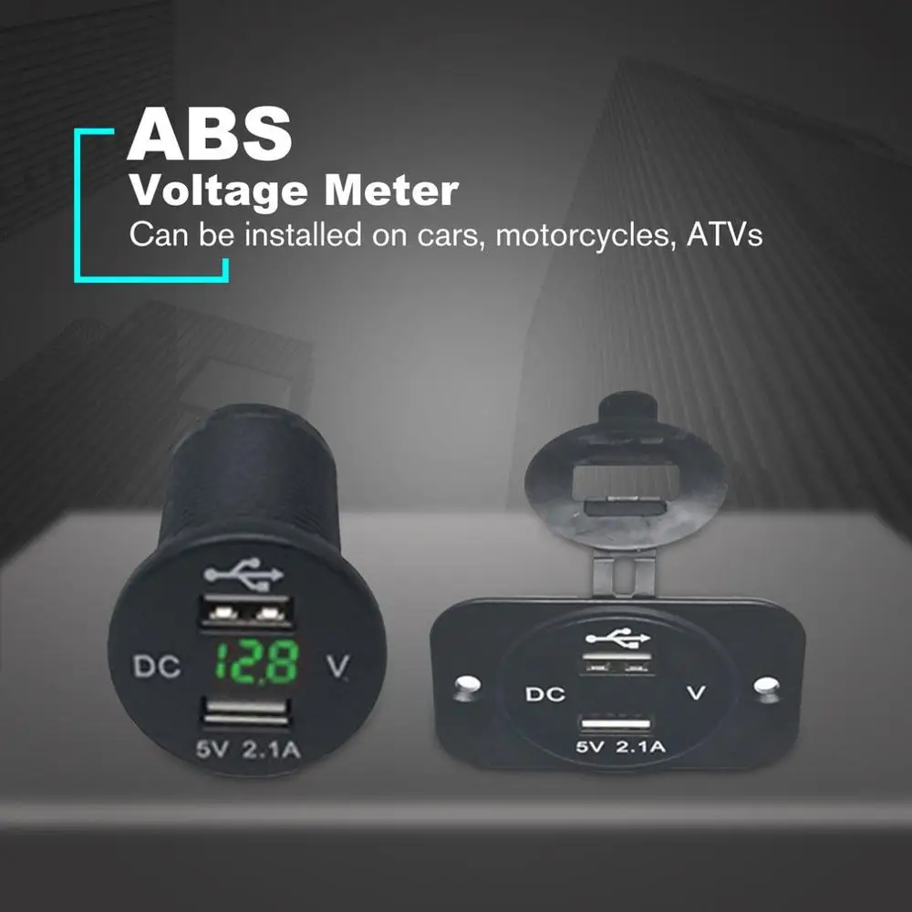 Мотоцикл лодка автомобиль 2 USB штекер конвертер Вольтметр для автомобиля Мотоцикл Прямая поставка DC12V-24V до 5 В/2.1A измеритель напряжения
