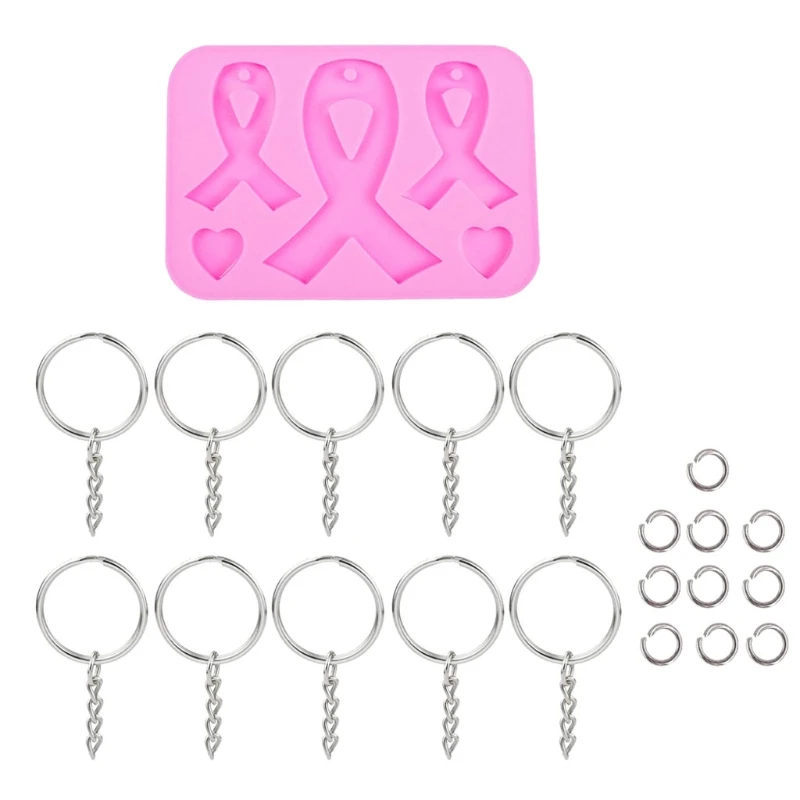 Handmade AIDS Cancer Awareness Bow Keychains Resin Mold Silicone Red Ribbon Bow Epoxy Resin Mold Jewelry Making Tools Crystal silicone mold