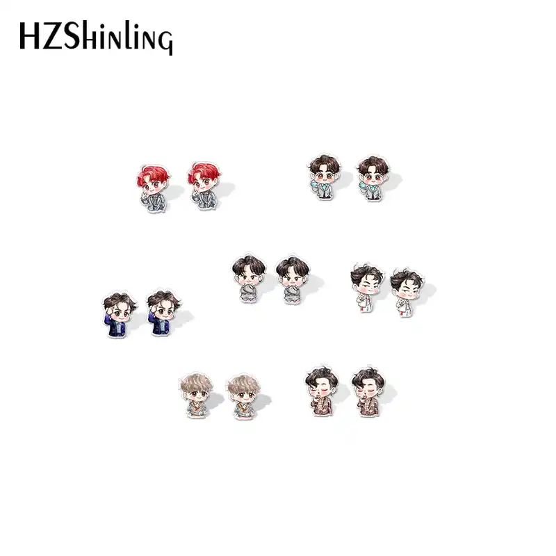 2020 New Fashion Acrylic Earrings Got7 Cartoon Bam Jb Shrinky Dinks Earrings Resin Epoxy Ear Accessories Aliexpress