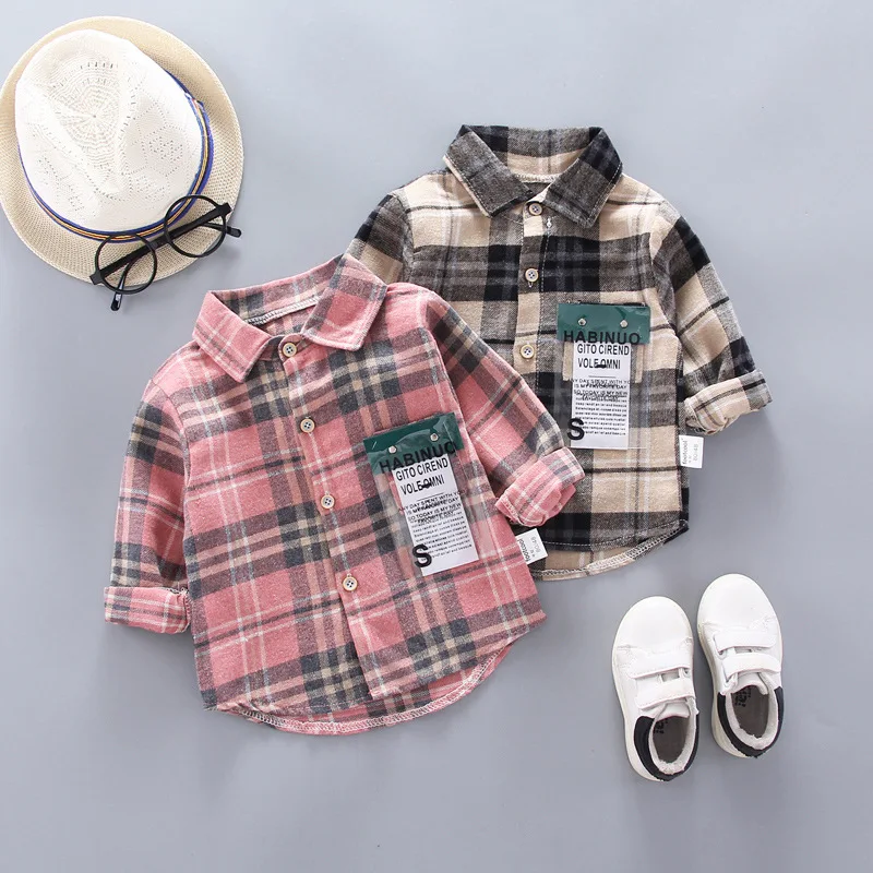 Best Buy Kids Shirt Clothing Blouses Long-Sleeves Infant Boy Cotton Plaid IENENS 1-2-3-4-Years aVjWOe0yl