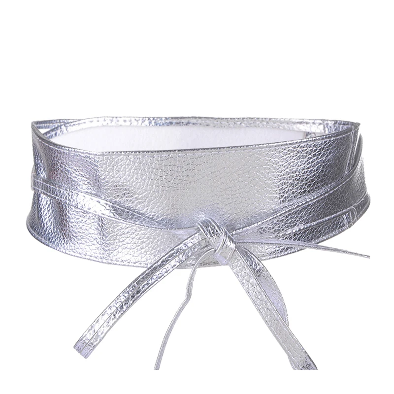 silvery Женское платье из искусственной кожи ремни пальто украшенный шнуровкой пояс модные матерчатые пояса женское кольцо пояс Корсет Femme широкий пояс - Цвет: silvery