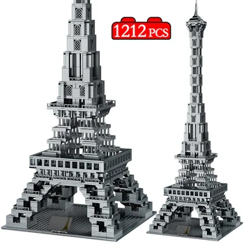 

City Famous Architecture Eiffel Tower Model Building Blocks Architecture Skyline Paris Bricks education Toys For children