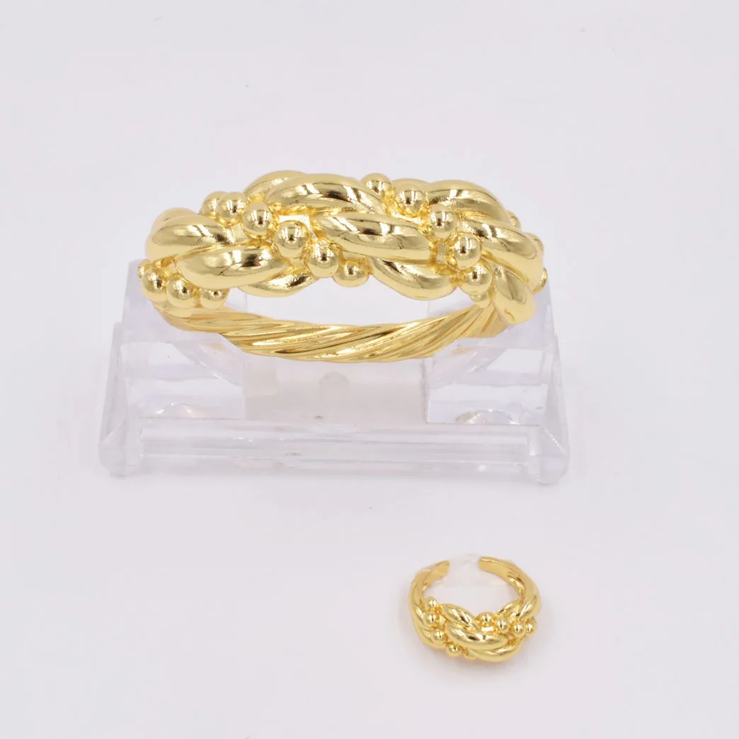 Nowy wysokiej jakości Ltaly 750 złoty kolor komplet biżuterii damskiej afryki z koralików modne bransoletki pierścień biżuteria