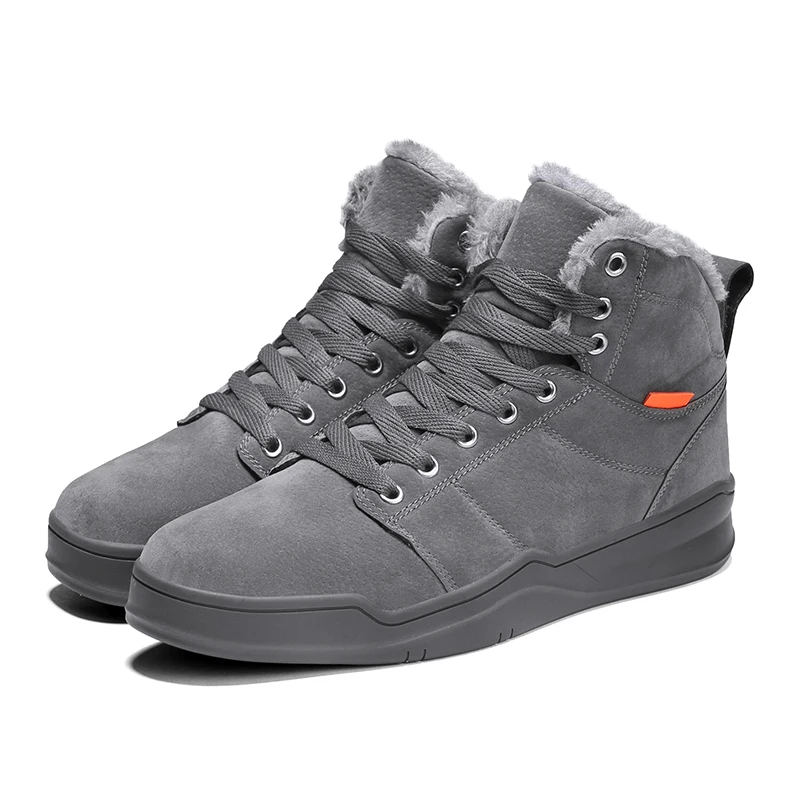 

Men Winter Warm Sneakers Breathable Casual Shoes Waterproof Fur Plush Outside Walking Shoes Light Weight Trainers Black *2025-1