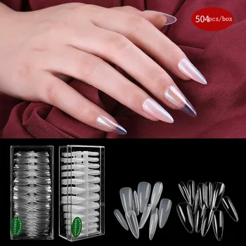 

504pcs/box Natural Clear French False Acrylic Nail Tips Full Cover Tips Point Fake Nails UV Gel Manicure Fake Nail Tips