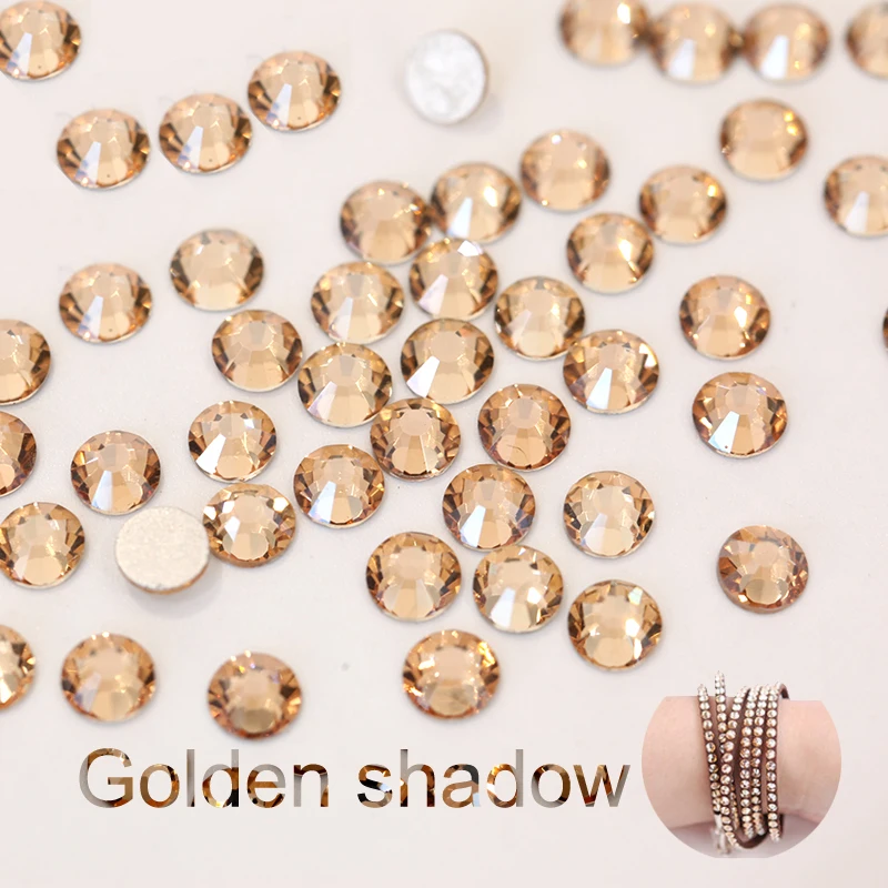 2018-New-arrival-Golden-Shadow-Non-hot-fix-Nail-Rhinestones-Crystal-gold-champange-Loose-Strass-for