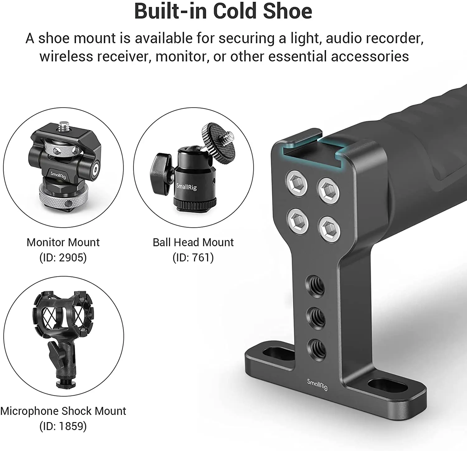Smallrigトップハンドルグリップ、コールドシューズ、DSLRカメラ