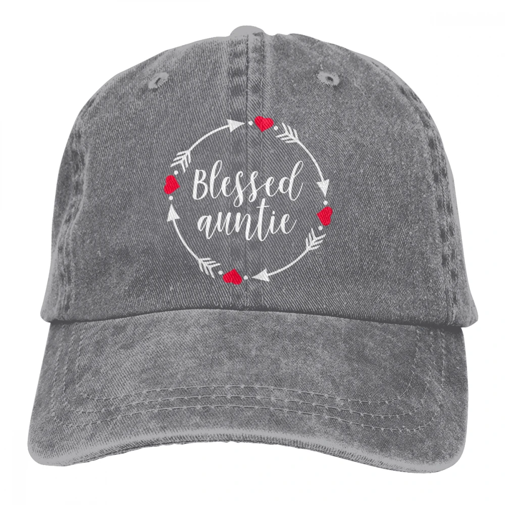 Blessed Auntie Casquette черные унисекс Мужские Женские джинсовые бейсболка с ремешком кепки Регулируемая шляпа для гольфа папа
