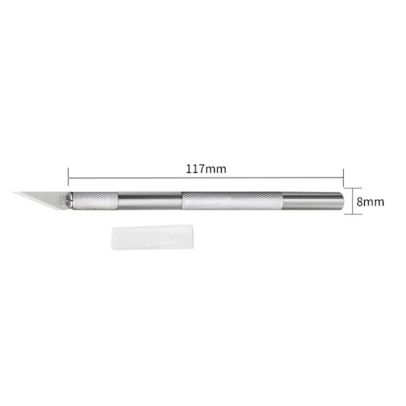 Anti Slip Handle Scalpel Blade Aluminum Carving Pen Paper Cutter Sculpting Cutting Tool Craft Knife+ 5 Blades