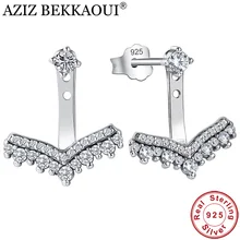 AZIZ BEKKAOUI Настоящее серебро 925 пробы кристалл серьги гвоздики для женщин уникальные в форме стрелки ювелирные изделия