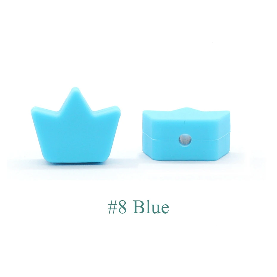 Blue 40 шт. силиконовый Прорезыватель для зубов в форме травы, силиконовая мини-корона, подарок для кормления, силиконовые бусины, детский Прорезыватель - Цвет: Blue