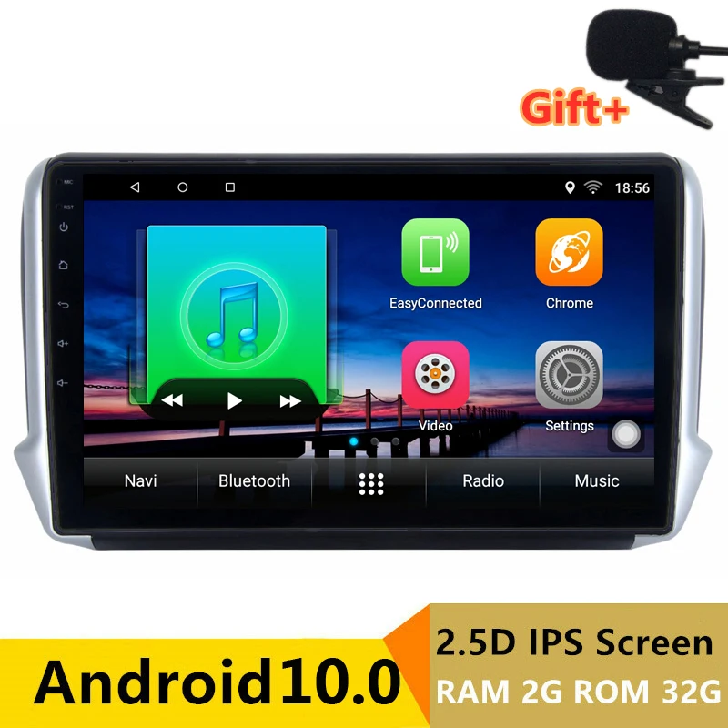 10.1&quot 2G RAM 32G ROM Android 10 Car DVD Video Player GPS For Peugeot 2008 208 2013 2014 2015-2019 audio radio stereo navigation |
