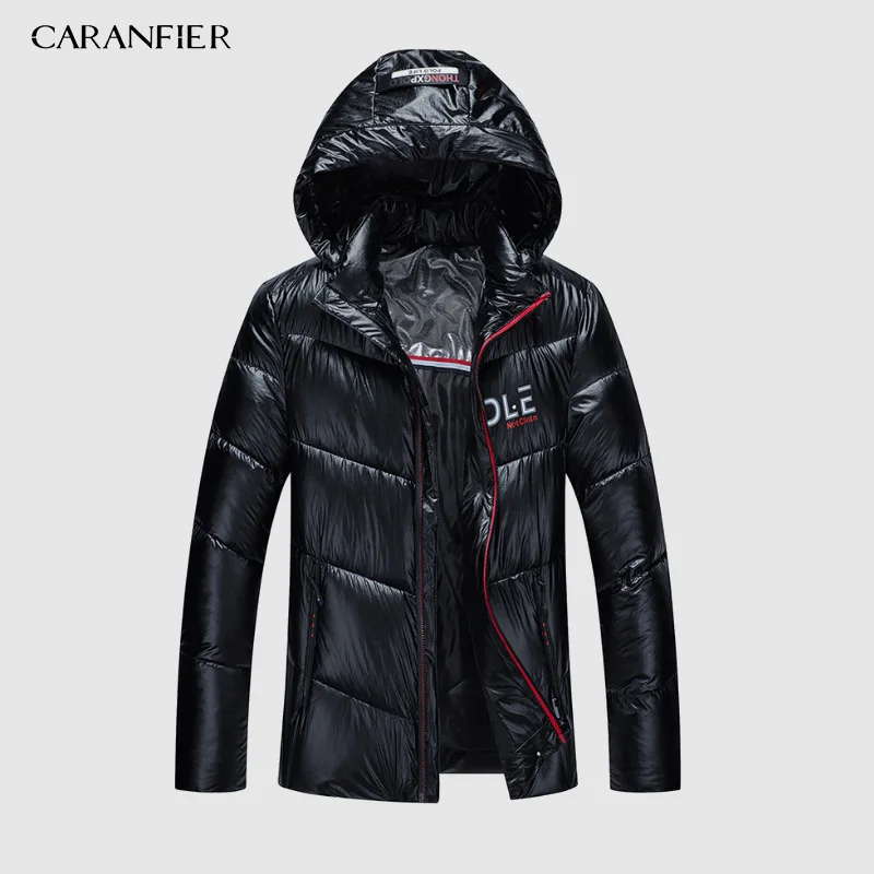 8818 Black CARANFIER парка Мужская s модная мужская зимняя куртка пальто с капюшоном теплое мужское Зимнее Пальто Повседневное приталенное Мужское пальто Прямая - Цвет: 8818 Black